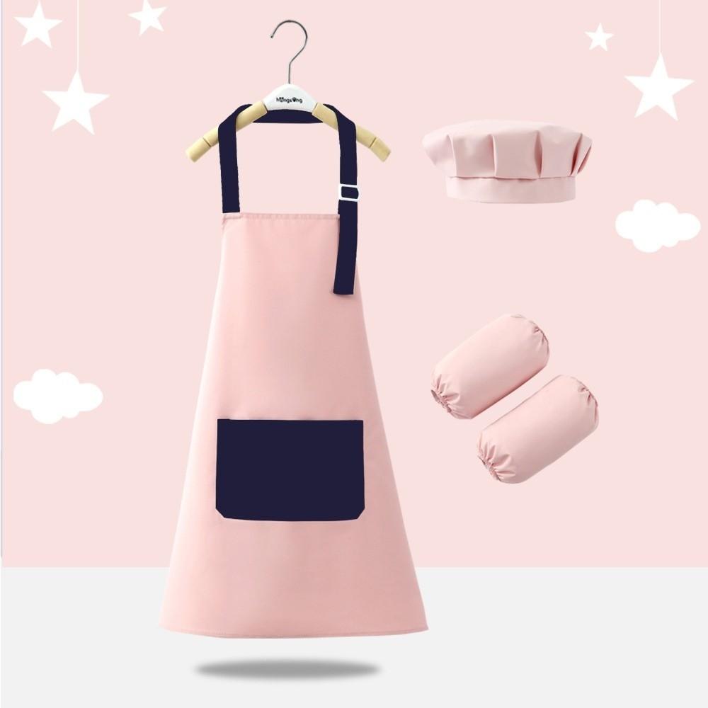 Cartoon Kids Apron Solid Color Chef's Uniform New Children's Bib Cooking