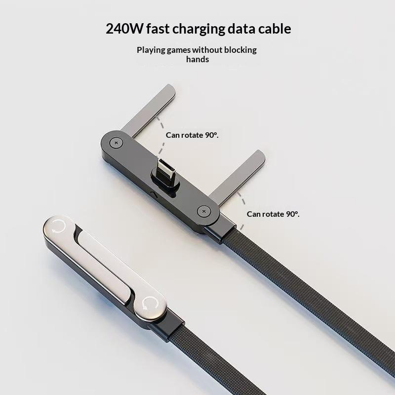240W Fast Charging USB C Cable Built-in Phone Stand Wear-resistant Braided Nylon Data Cord for Home Outdoor Use