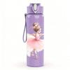 1PC Soft Pink Ballerina Dancing Girl Print 750ml Color Plastic Sports Water Bottle Leakproof Flip Straw Lid Suitable for Sports Office Home Use
