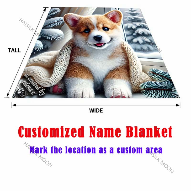 1PC Winter Puppy Print Blanket Warm Soft Fluffy Kids and Adults Sofa Bed Throw Blanket for Home Travel Camping Luxury Gifts