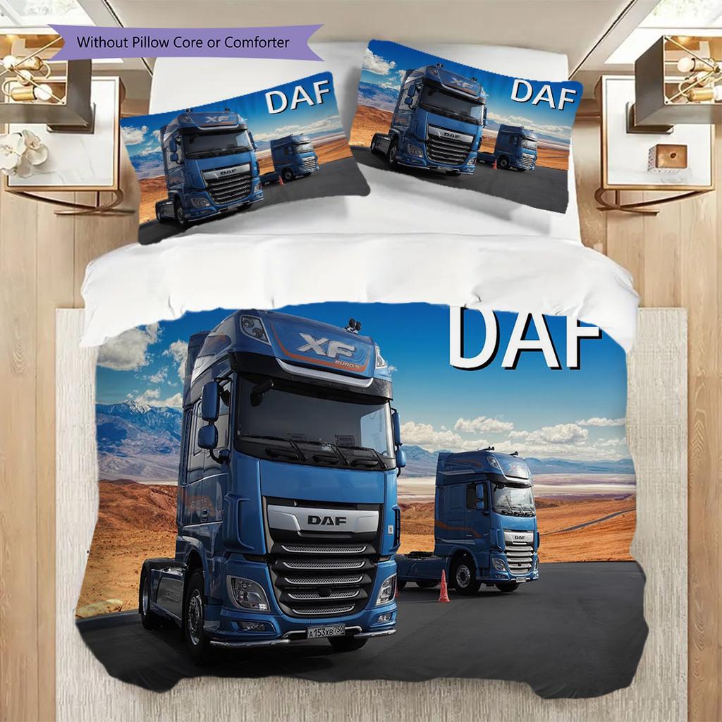 Blue Truck Mountain Road Bedding (1 * duvet cover + 2 * pillowcase, without core) 2D Flat Duvet cover and pillowcase Christmas birthday gift