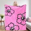 Pink Hibiscus Sketch Sofa Specific Soft Flannel Blanket, Universal Plush Gift Blanket For All Seasons