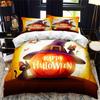 Halloween Duvet Cover King Microfiber Medieval Haunted Castle With Garden Pumpkins Dark Clouds Scary Nights Print Bedding Set