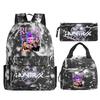 Primary and secondary school students schoolbag three-piece set, animation cartoon personalized printing backpack, casual pencil bag, meal bag