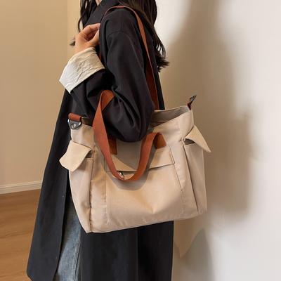 Large Capacity Canvas Tote Bag for Women Monochromatic Designer Casual Bag Shoulder Bag
