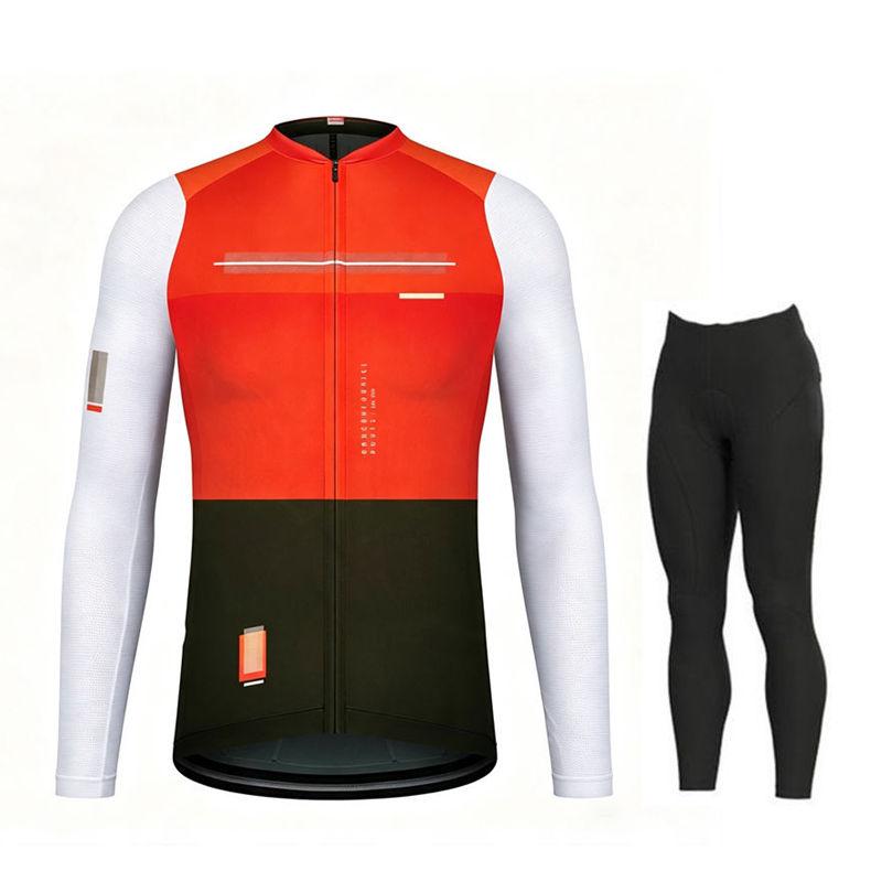 Spring and Autumn Team Long Sleeve Cycling Jersey Set Bib Pants Ropa Ciclismo Bicycle Clothing MTB Bike Uniform Men Clothes