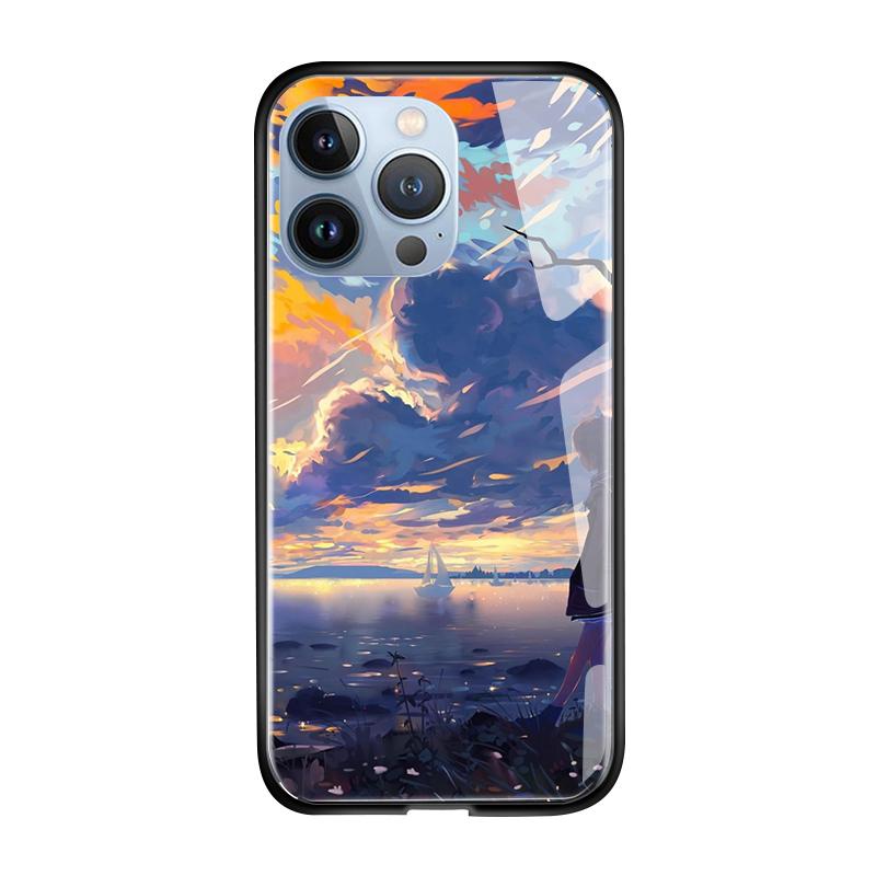 Tempered Glass Phone Case For iPhone 11 12 13 14 15 16 17 Redmi 10 12 14C Note10 Note14 Xiaomi 11Lite PocoC75 Soft Edge Shockproof Smooth Shell