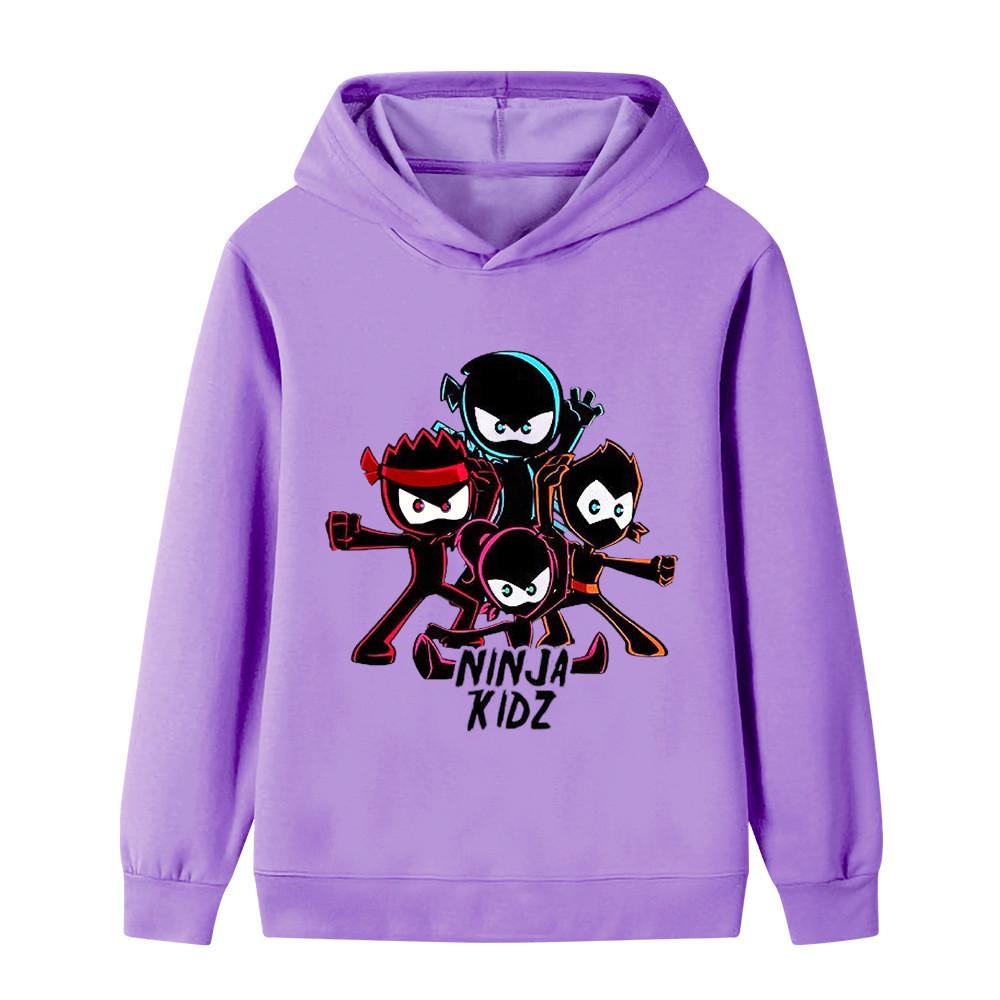 B1172 Bambini Ragazzi Ragazze NINJA KIDZ Anime Stampato Casual Outdoor Felpa con Cappuccio a Maniche Lunghe