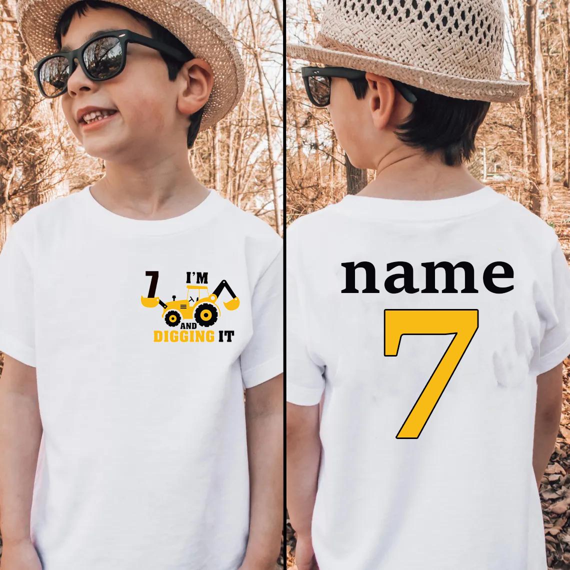 Construction Birthday Shirt Boys T Shirt Dump Truck Shirt 19yeas Excavator Birthday Toddler TShirt FrontBack Patterns Tshirt 100