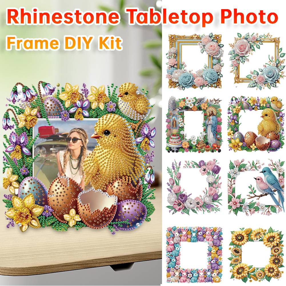Acrylic Special Shape Flower Bird Rhinestone Tabletop Photo Frame Kit Table Top Diamond Painting Frame Kits Bedroom Table Decor