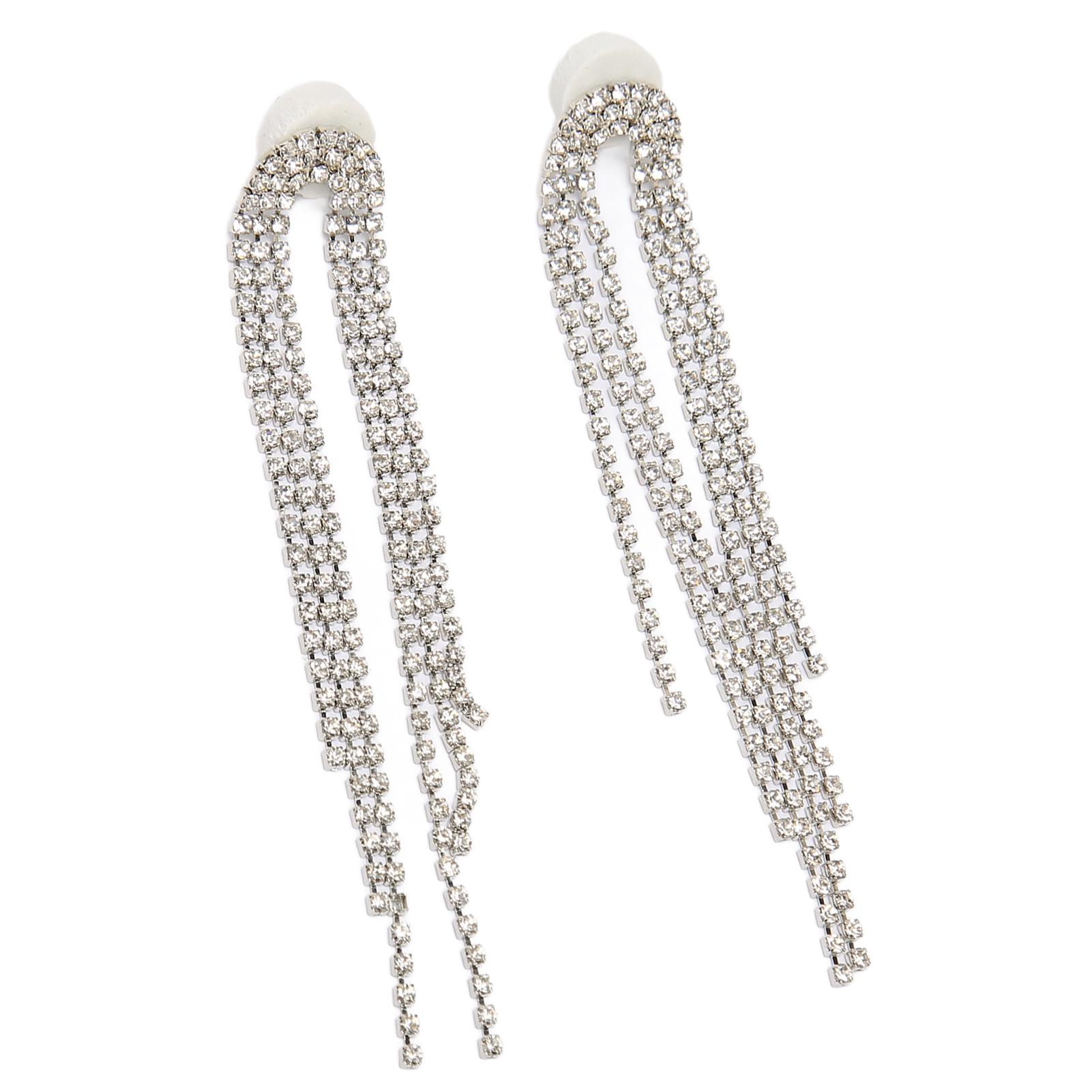 

2pcs Arc Linear Rhinestones Dangle Earrings Women Alloy Exquisite Fashionable Tassel Earrings Jewelry