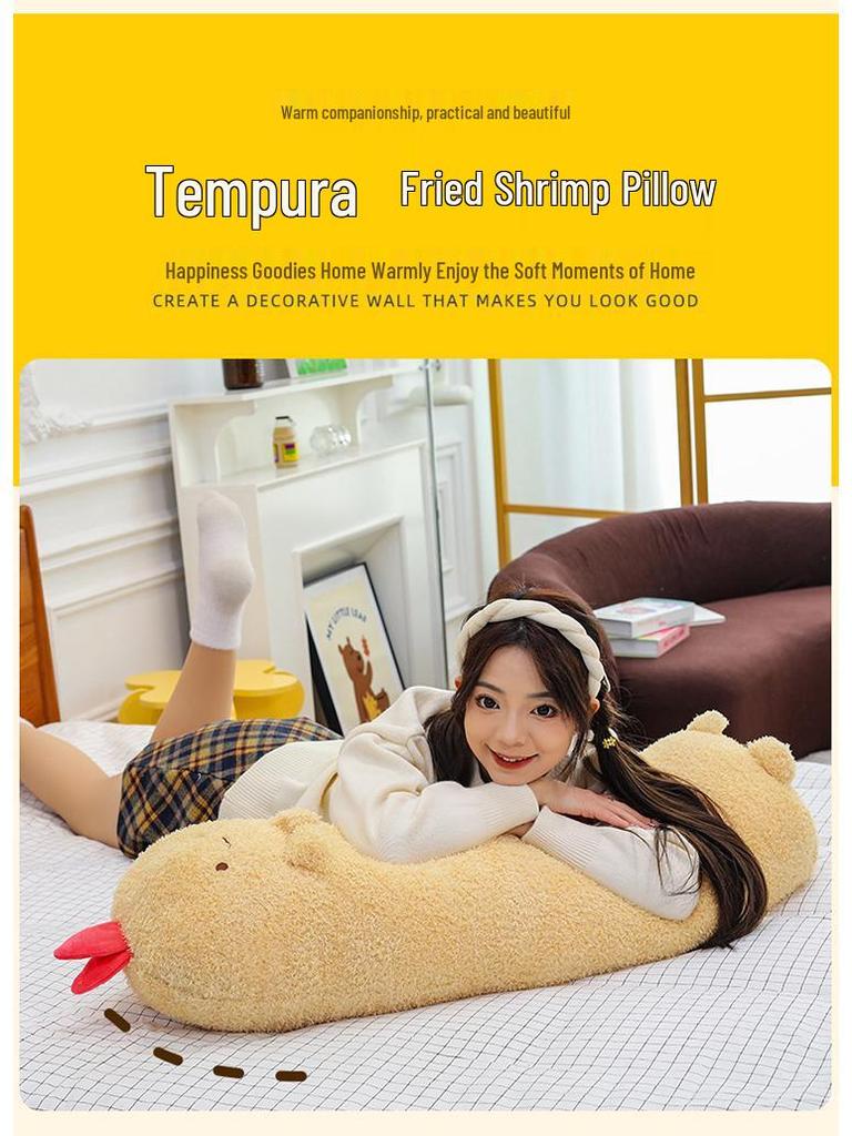 Tempura Shrimp Plush Pillow - Cute Long Dorm Bed Buddy