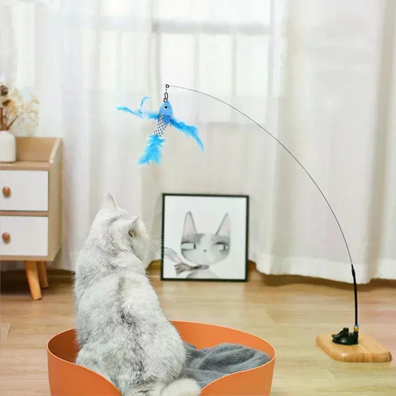 Interactive Cat Toy Funny Simulation Bird Feather with Bell Cat Stick Toy for Kitten Playing Teaser Wand Toy Pet Cats Supplies