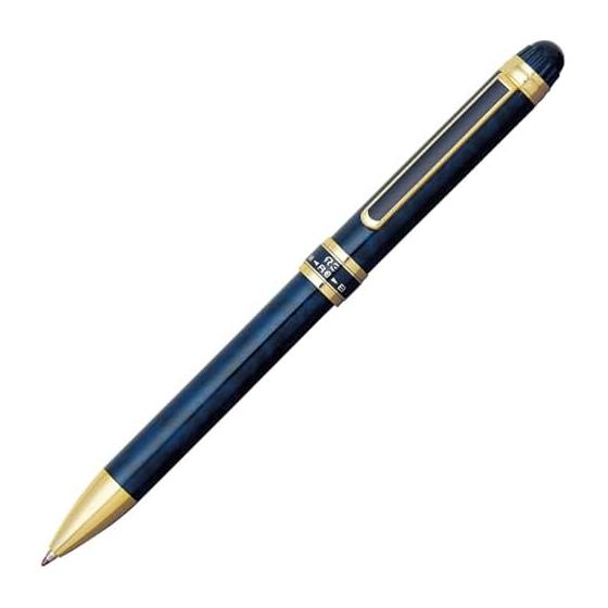Platinum Pen Double 3 Action MWB-3000RN#56 Blue Marble Brass Eraser-100bn Ballpoint Refill BSP-60-(F0.7)(#1 Black, #2 Red) Oil-based Dye Ink Brass