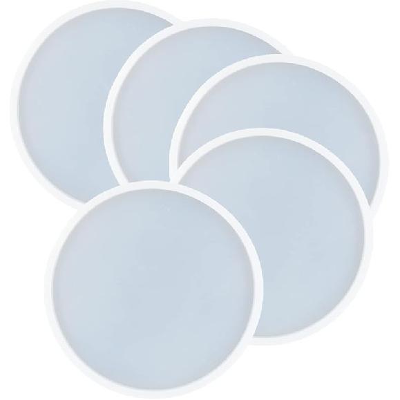 5Pcs Square Shape Epoxy Mold DIY Resin Casting Square Base Coaster Silicone Mold, Larger Size 5 Inch