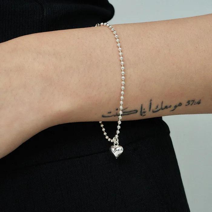 Silver heart charm ball chain bracelet