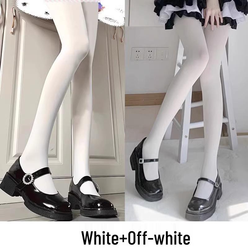 Białe jedwabne rajstopy damskie – seksowne, wyszczuplające długie skarpetki na wiosnę, jesień i zimę