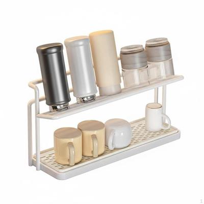 Cup Drain Rack with Tray DoubleLayer Design Mug Holder Drainer SpaceSaving 2Tier for Tea