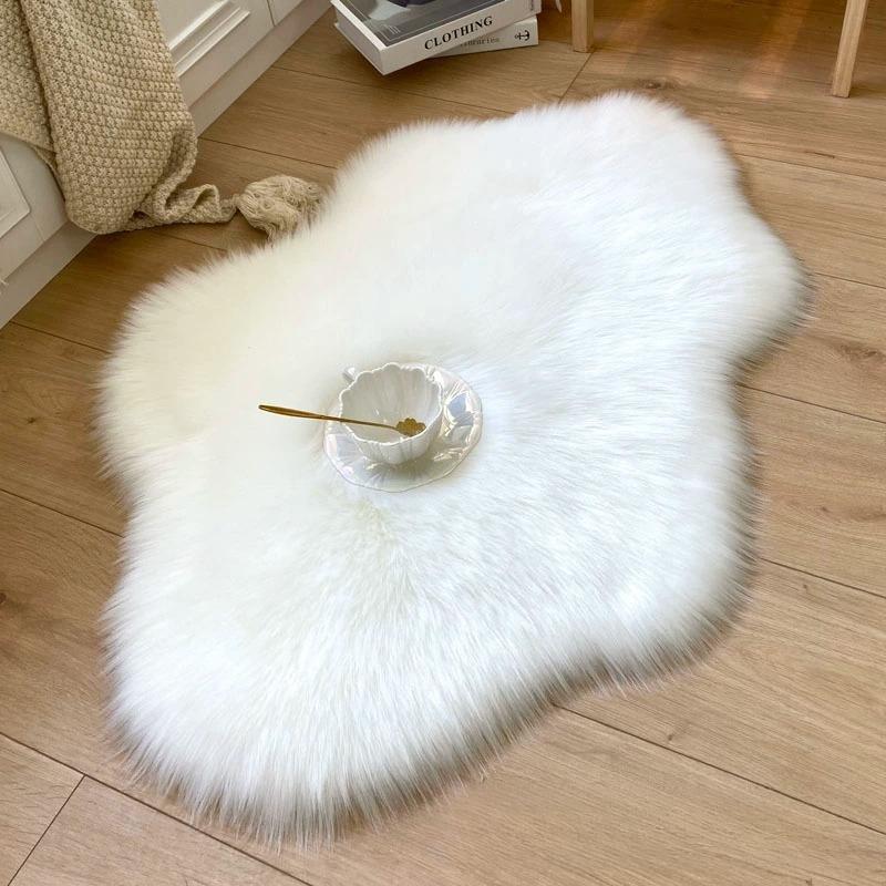 Plush Cloud Shaped Rug Soft White Carpet for Bedroom Living Room Coffee Table Decor 60x90cm белый
