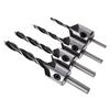 4pcs Three Pointed Woodworking Counterbore Drill 3-6mm HSS Screw Chamfering Drill Bit 5 Flute Countersink Drill Bit Set