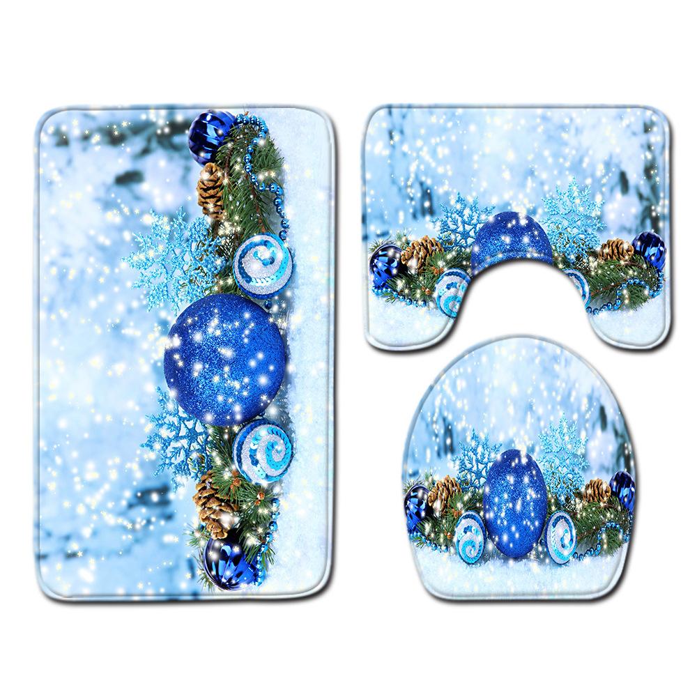 Christmas Bathroom Floor Mat Toilet Three-Piece Set