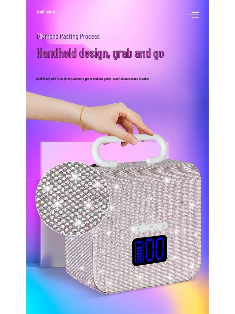 220W Smart Wireless Rechargeable Nail Lamp - Fast Drying Phototherapy Machine for Nail Salons