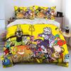 Parure de lit dessin animé Cuphead et Mugman pour garçons et filles, housse de couette double, queen size, taie d'oreiller, lit pour enfants et adultes, textile de maison