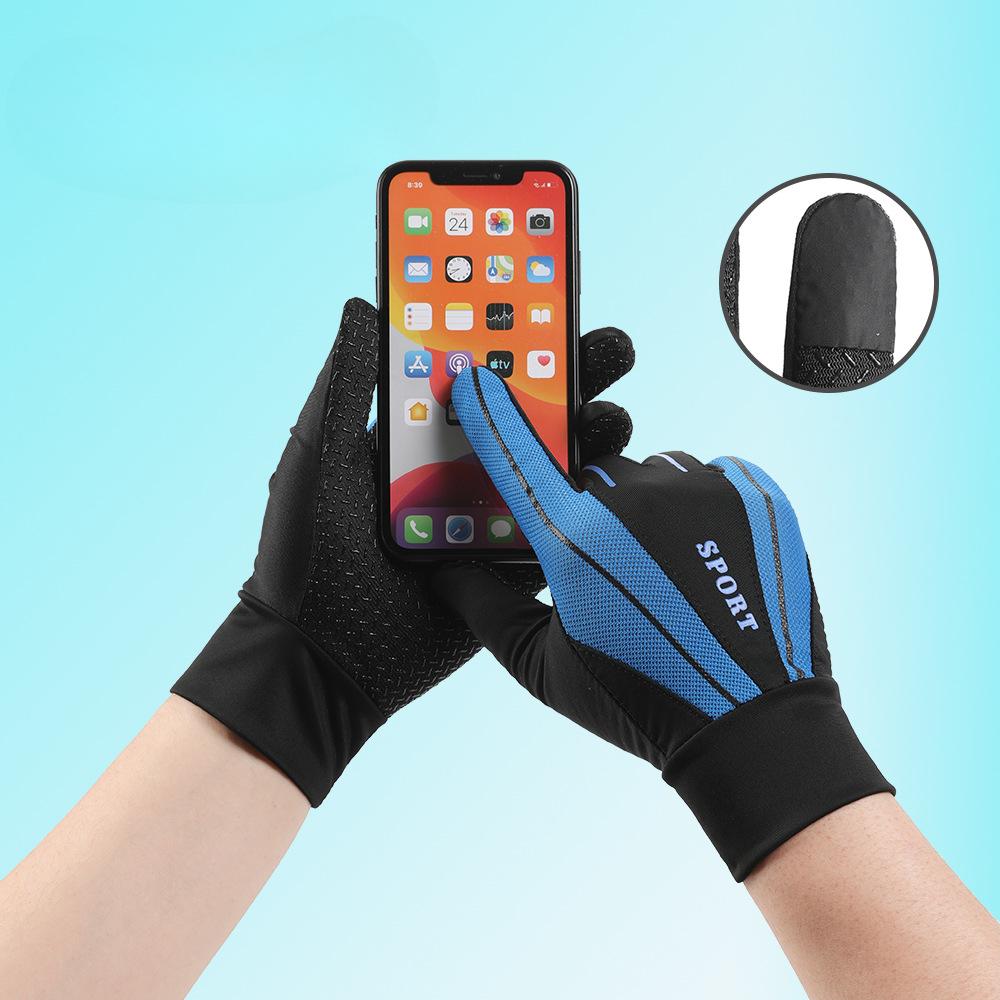 Cycling Gloves Men and Women Outdoor Sports Driving Fishing Anti-slip Floppy Ice Silk Full Finger Touch Screen Fishing Gloves