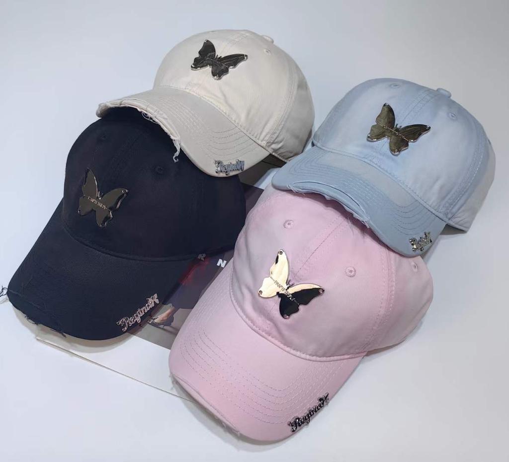 Ins Metal Butterfly Baseball Cap Men Women Soft Washed Cotton Snapback Hats Sun Visors Hip Hop Trucker Caps  Casquette