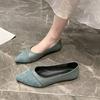 Flat-soled black shoes, leather shoes, versatile, small fragrant style, pointed and comfortable, professional shallow mouth, low-heeled single shoes