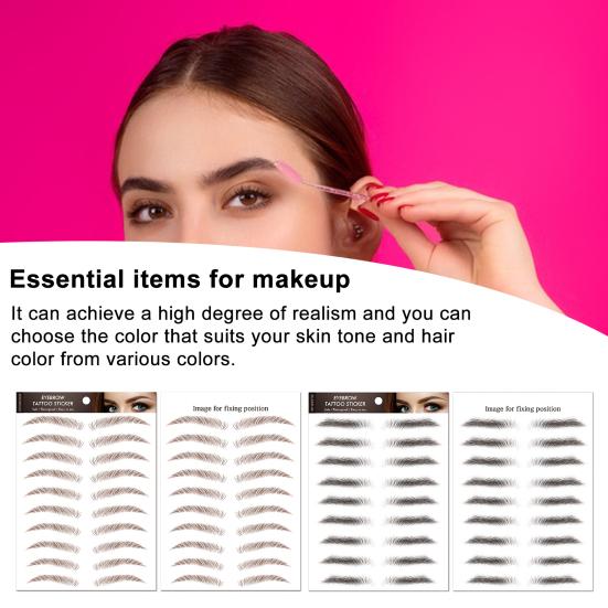 2 Listy Vodotěsné Tetovací Nálepky na Obočí Vlasům Podobné Přirozené Falešné Obočí Make-up Doplňky pro Ženy Dívky