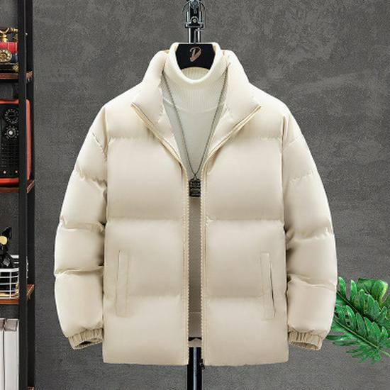 

Men s Thick Warm Cotton Jacket - Versatile Stand Collar, Casual Loose Fit, Cold-Proof Design 4XL брудно-білий
