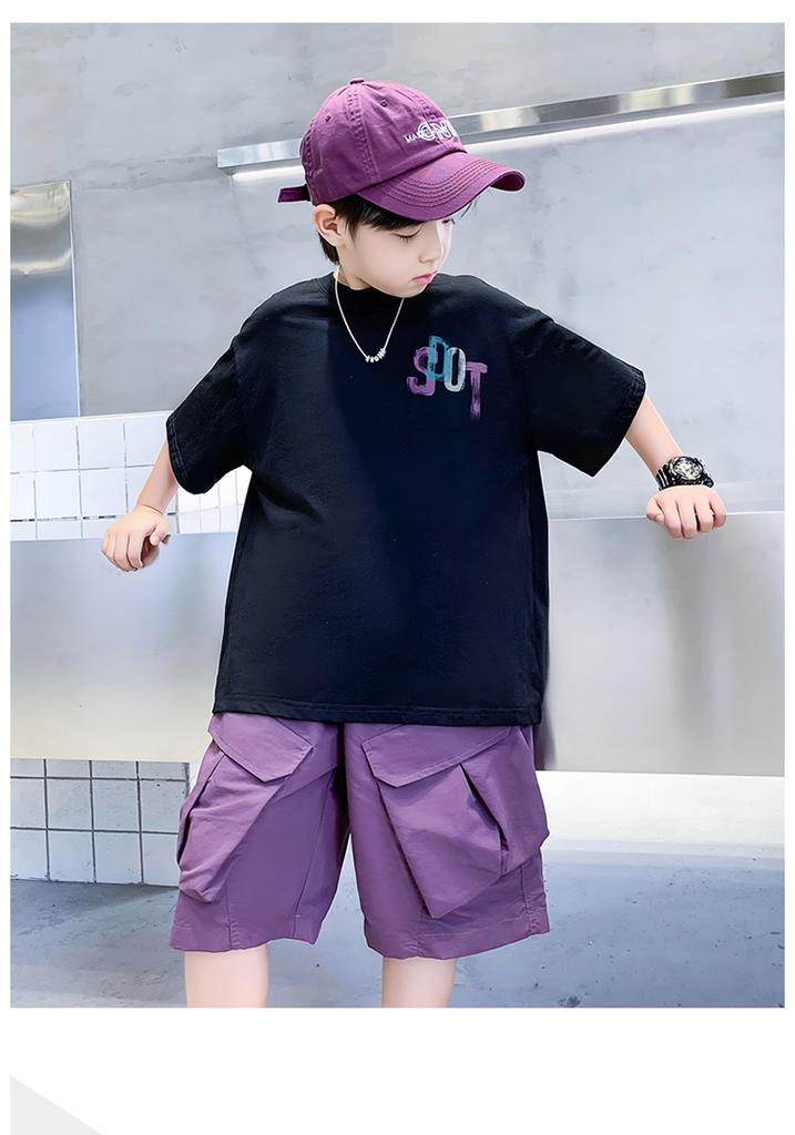 Boys' Summer Short Sleeve Set 2026 New Children's Summer Clothes Boys' Summer Two Piece Set Loose Trendy Cool