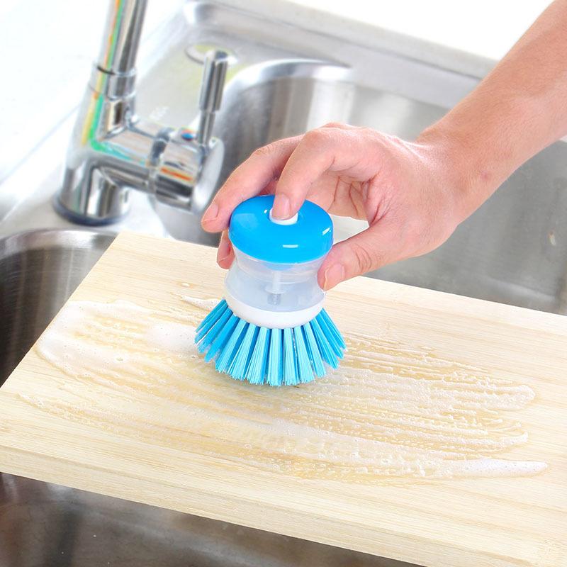 Kitchen Cleaning Bursh Dish Washing Tool  Pan Dish Bowl Palm Brush Liquid Soap Dispenser Magic Brush