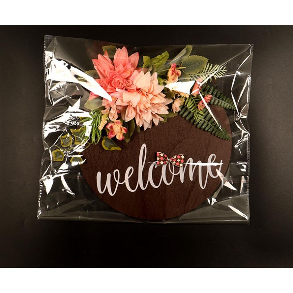 Wooden Welcome Sign with Flowers Front Door Welcome Sign Entryway Wall Display