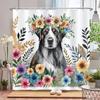watercolor flowers and plants dog animal shower curtain Print polyester waterproof bathroom curtains with hook decorate curtain