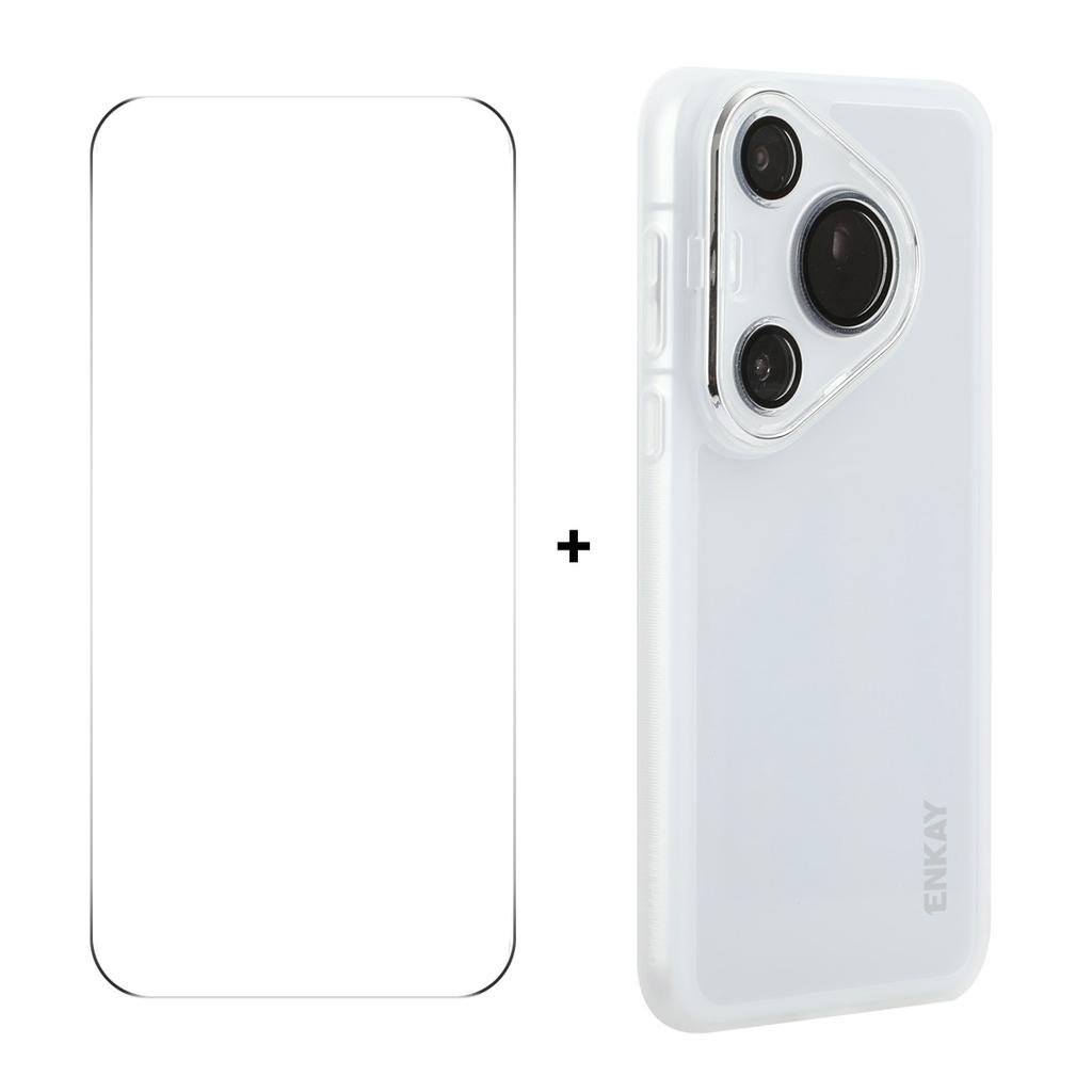 Dla Huawei Pura 70 ENKAY HAT PRINCE Etui Matowe TPU Pokrowiec na Telefon z Folia na Obiektyw+Szkło Ochronne 9H
