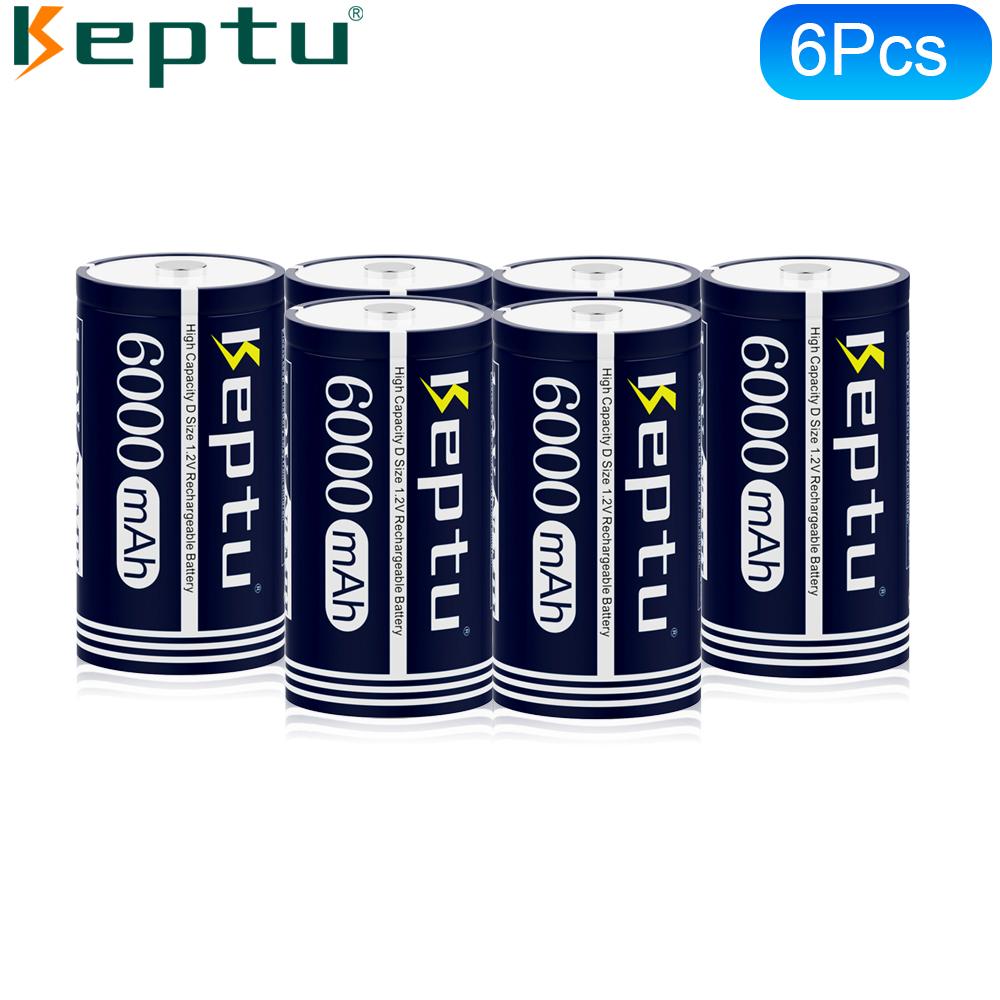 KEPTU 6000mAh 1.2V D Size Rechargeable Batteries – Long-Lasting Power for Flashlight and Radio