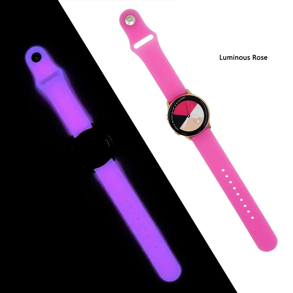 20mm Glow Luminous Silicone Strap For Samsung Galaxy Watch Band 6/5/4/5 Pro Sports Bracelet for Amazfit Bip/U/S/lite Correa Belt