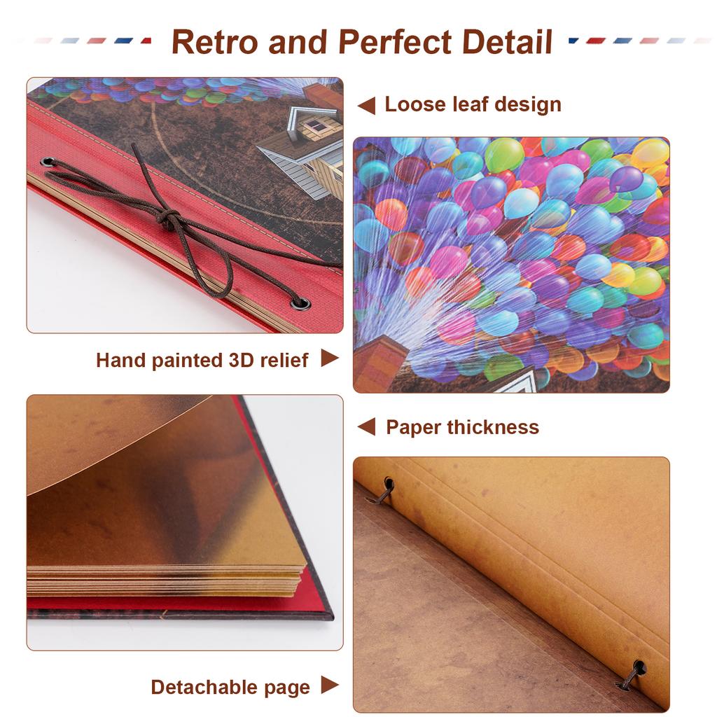 12inch Photo Album Self Adhesive Scrapbook 60page Diy Vintage Photo Book Kraft Paper Memory Book Ideal For Family Travel Wedding