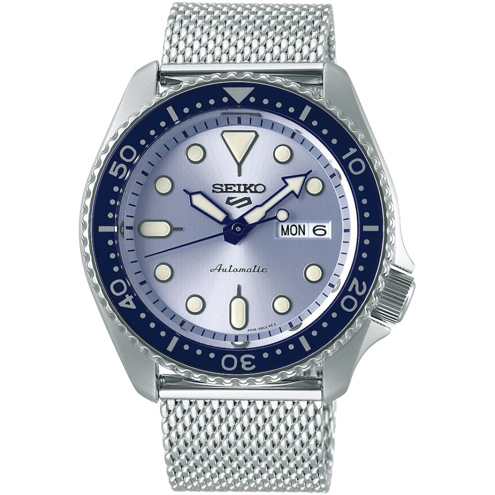 Seiko Men's Silver 5 Sports Srpe77k1 Blue Dial Automatic Watch