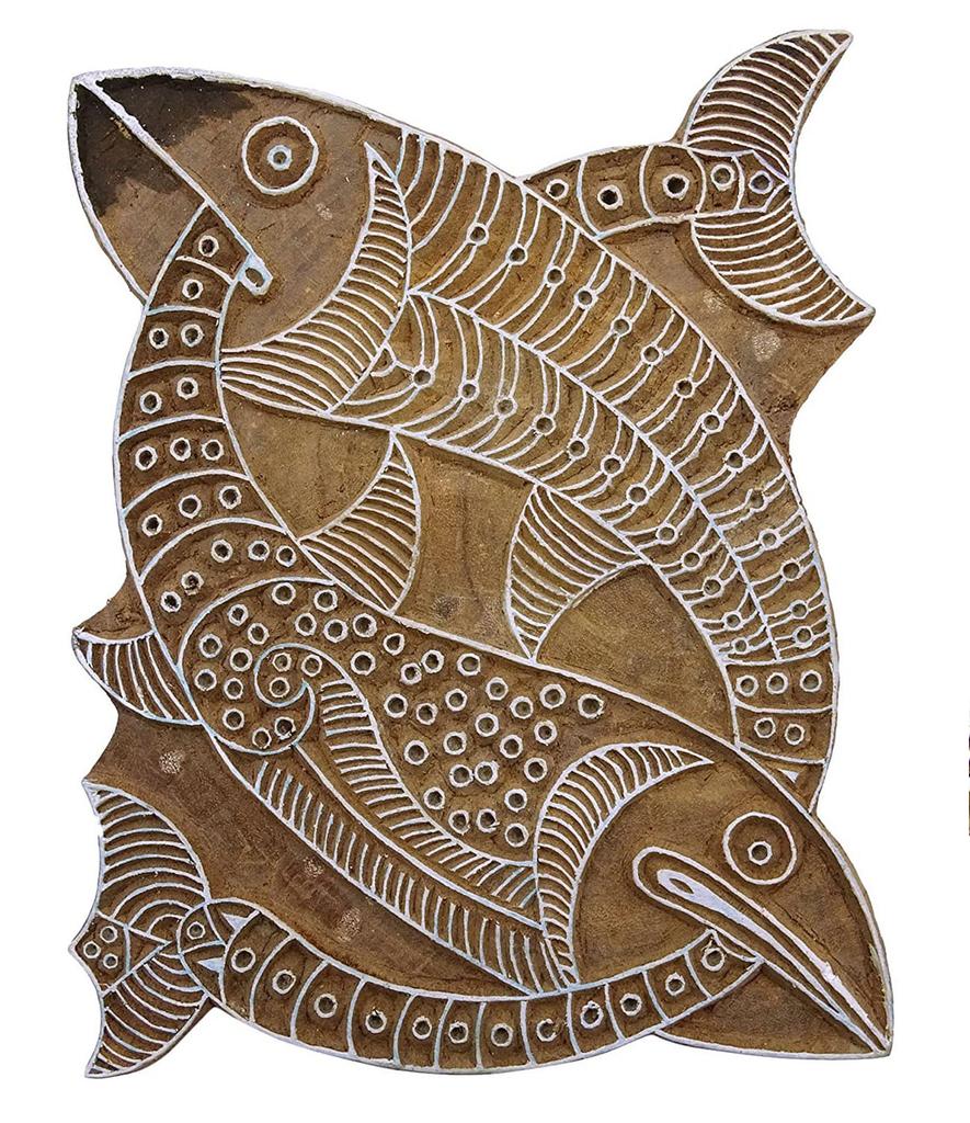 Fish Wooden Textile Stamps Printing Block Indian Stamp Decorative Wooden
