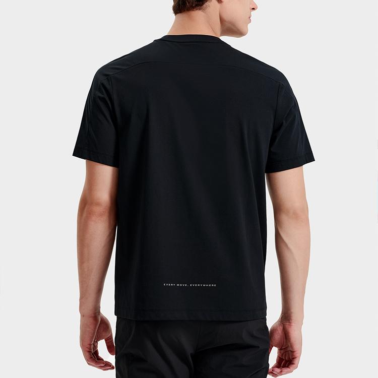 FILA Athletics American Vintage Letter Logo Print Crew Neck Pullover Sports Short Sleeve T-Shirt Men T-Shirts Deep-Black A11M317103F-BK