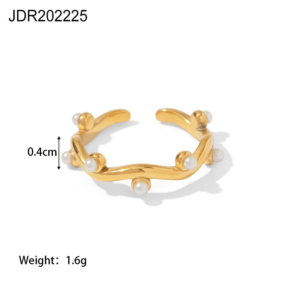 

Универсальное титановое кольцо для женщин, с покрытием из 18-каратного золота и неправильным белым жемчугом