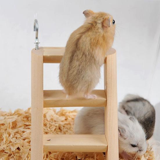 Wooden Climbing Ladder Hamster Guinea Pig Mouse Playing Toy Pet Cage Ornament