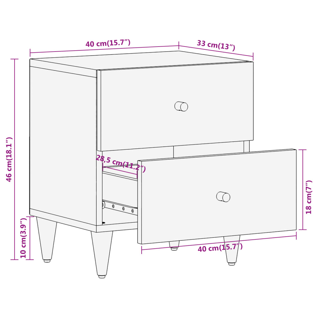 Nightstands 2 pcs. 40 x 33 x 46 cm Solid Mango Wood
