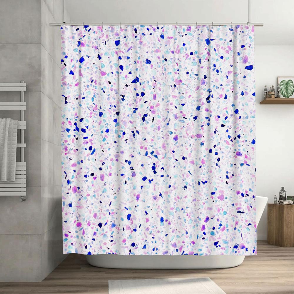 Colorful Polka Dot Shower Curtain for Bathroom Decor Pink Blue White Printed Waterproof Fabric with Metal Grommets Size 72x84 In