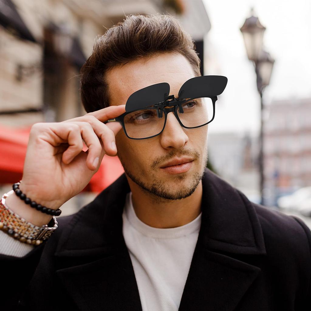 Attaches Over UV for Sports [Uacllcau] Clip-on Sunglasses, Flip-up Style, Glasses, Protection, Ultra-lightweight, Polarized, Driving, Men's, Women's,