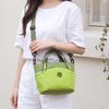 Colorblock Nylon Mini Tote Bag with Grid Pattern Front Pocket Crossbody Casual Small Shoulder Purse for Daily
