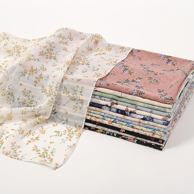 Spring and summer new fresh flower chiffon printed long towel women's hot-selling small floral long shawl